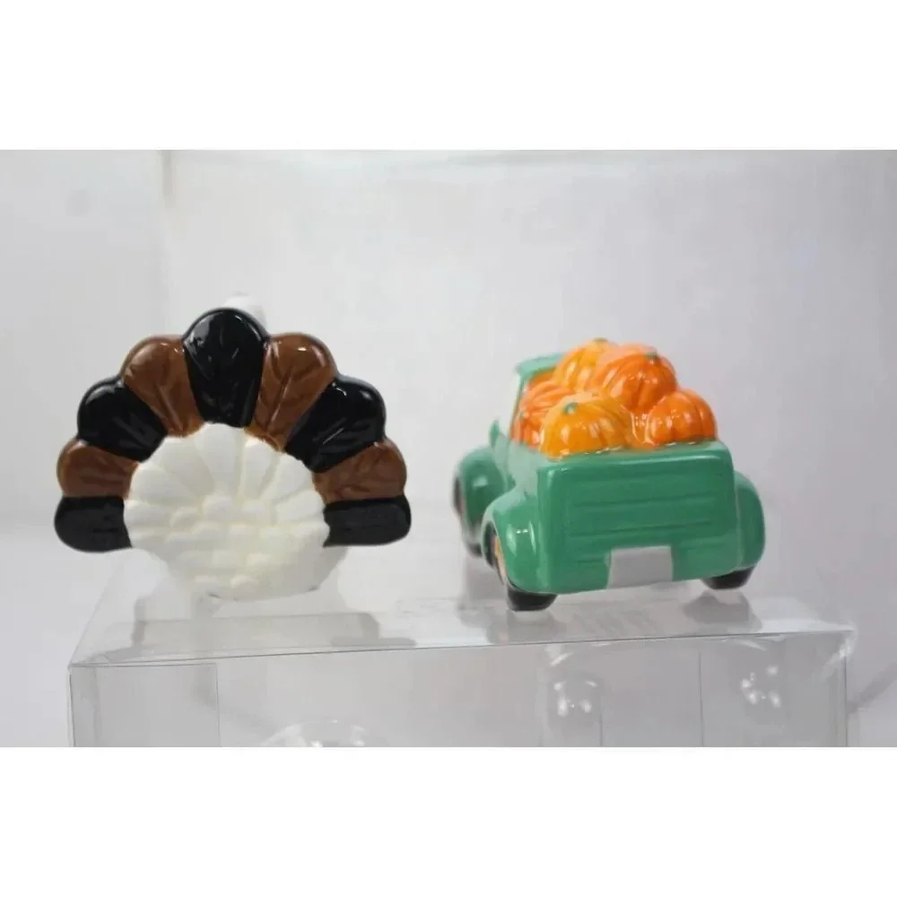 Celebrate it! Thanksgiving Salt & Pepper Shaker Set - Turkey, Green Truck w/ Pum